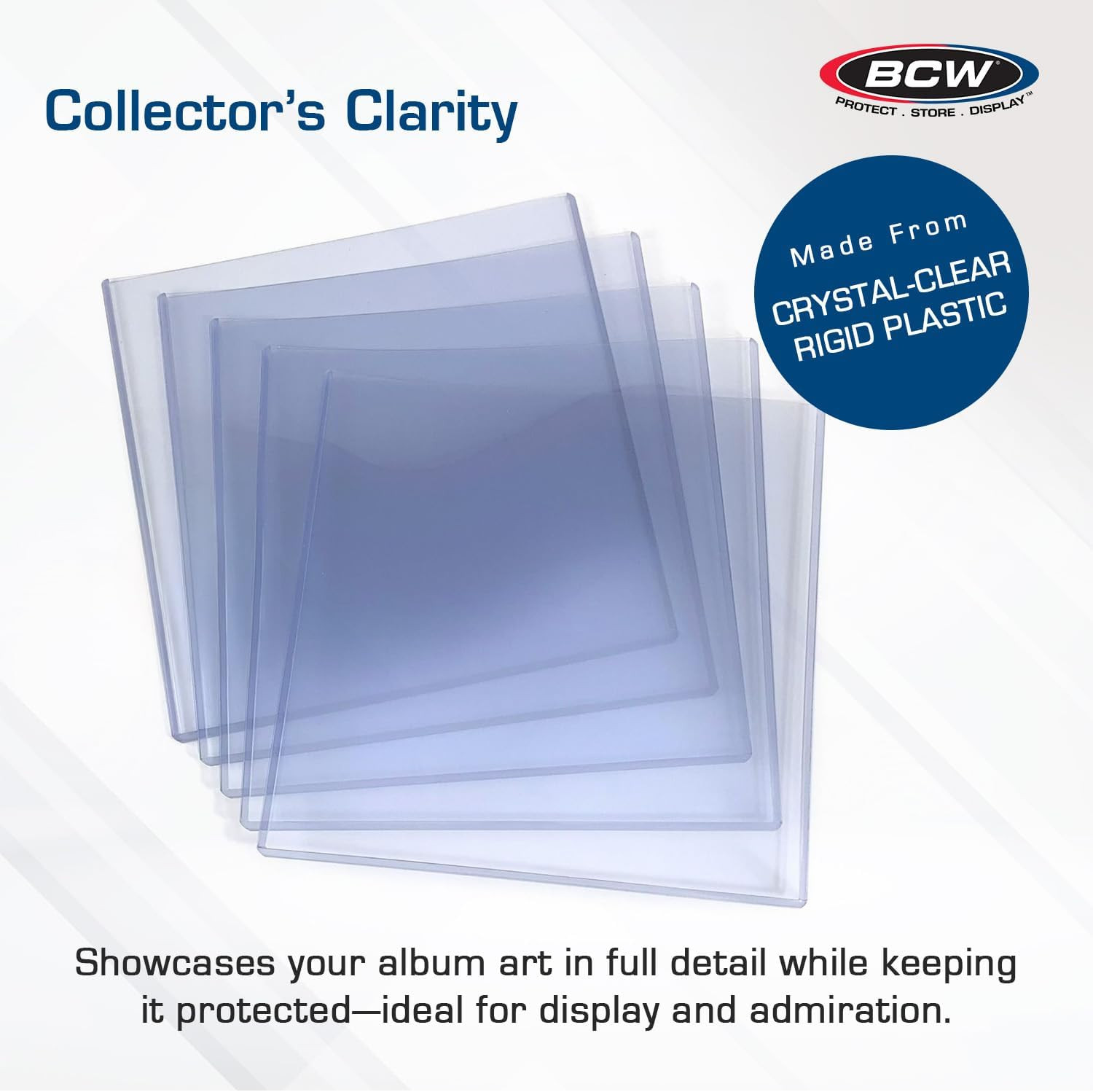 12-Inch Vinyl Record Topload Holder – 5 Pack | 11MM Thick | Rigid PVC Double LP