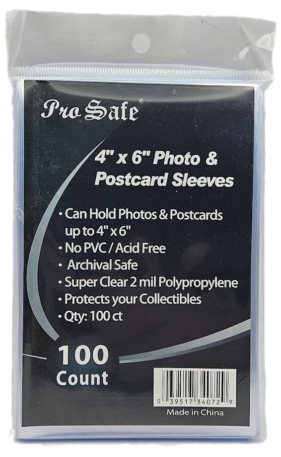 (100-Pack) Pro-Safe 4″ x 6″ Photo & Postcard Sleeves 2 Mil Poly Archival Safe