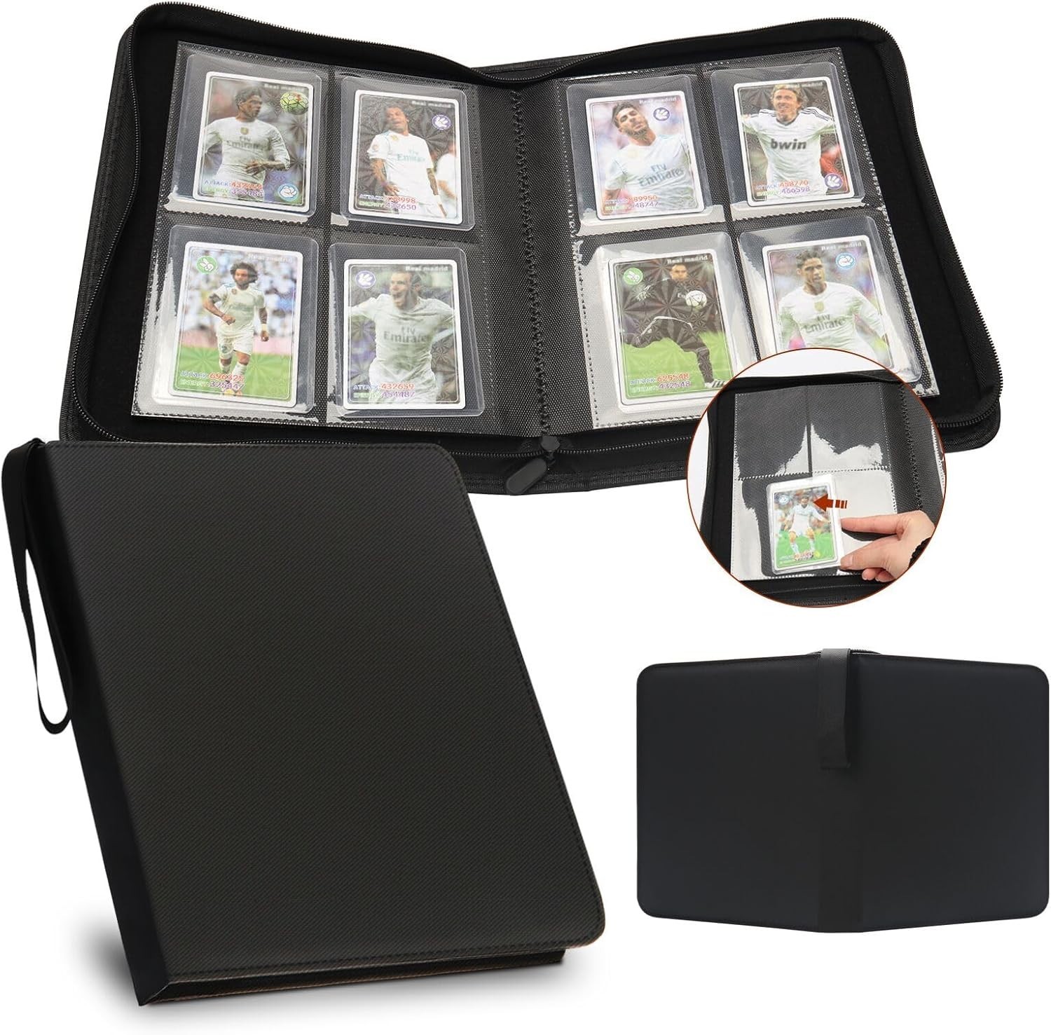 Toploader Binder, Top Loader Card Storage Holds 96 Cards, 4 Pocket Top Loader C
