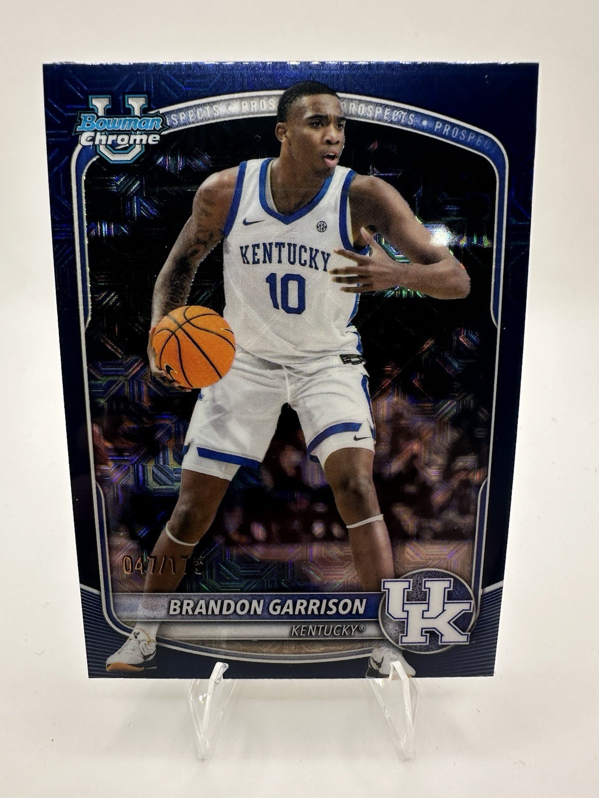 Brandon Garrison Navy Mojo Refractor /175 #BCP-97 25-26 Bowman Chrome – Kentucky