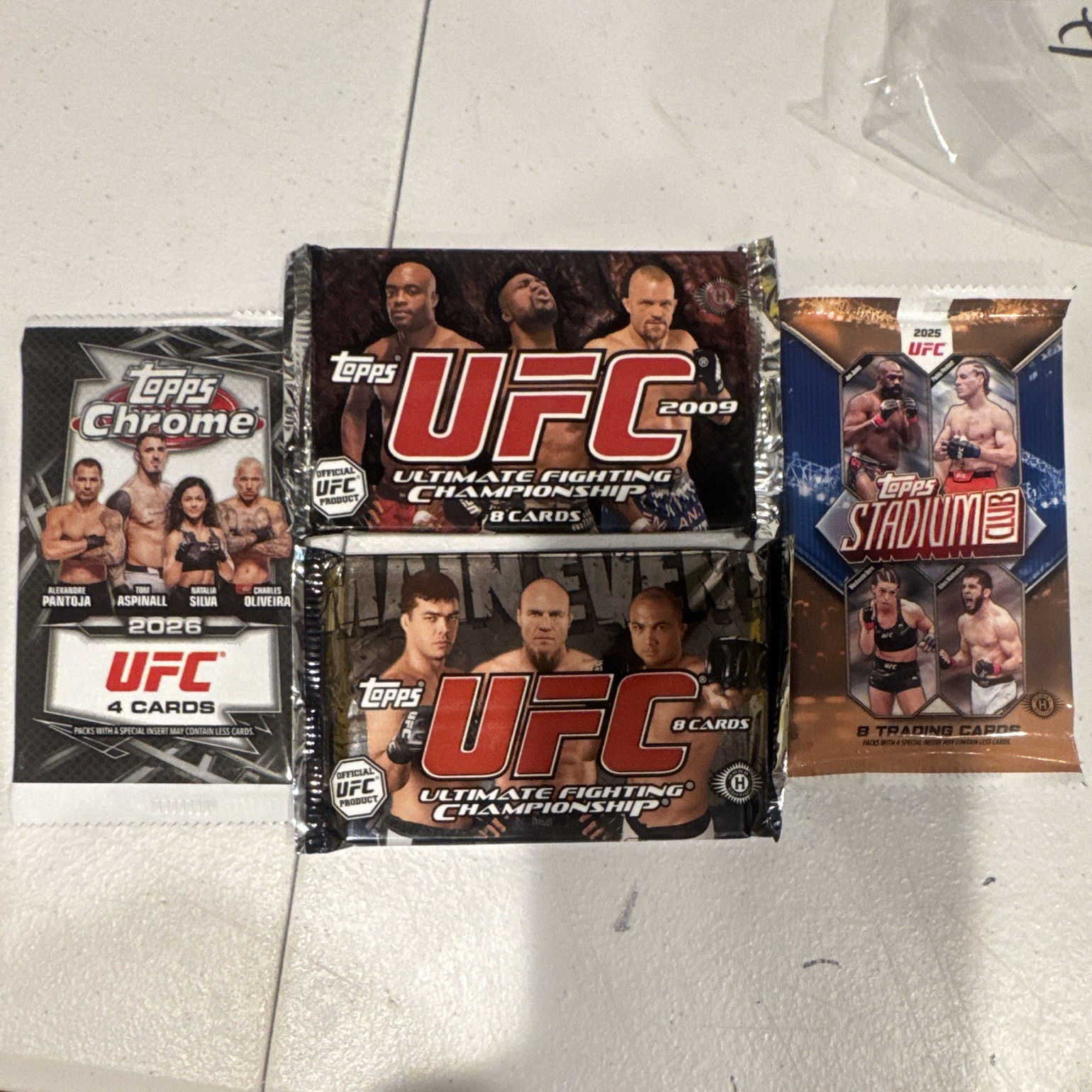 Topps UFC MMA Trading Card Packs Lot, Sealed 4 Packs, 2009 & 2025/2026