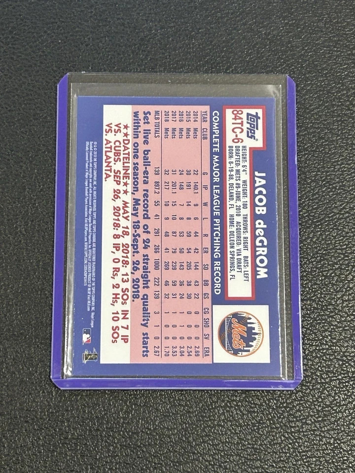 2019 Topps Chrome – 1984 Topps Refractor #84TC-6 Jacob deGrom- New York Mets B1