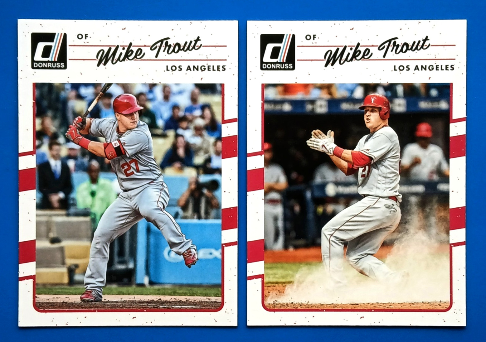 2017 Donruss #104 Mike Trout Base Batting & SP Clapping Variations * Short Print