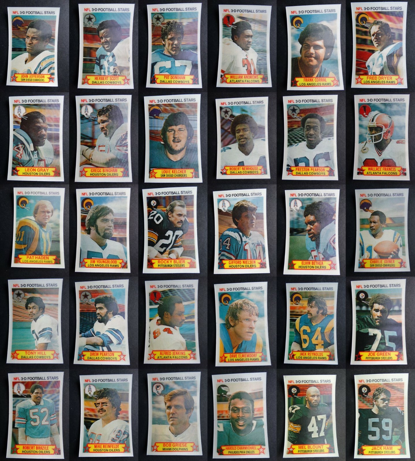 1980 Stop-N-Go 3D Football Stars Football Cards U You Pick From List 1-48