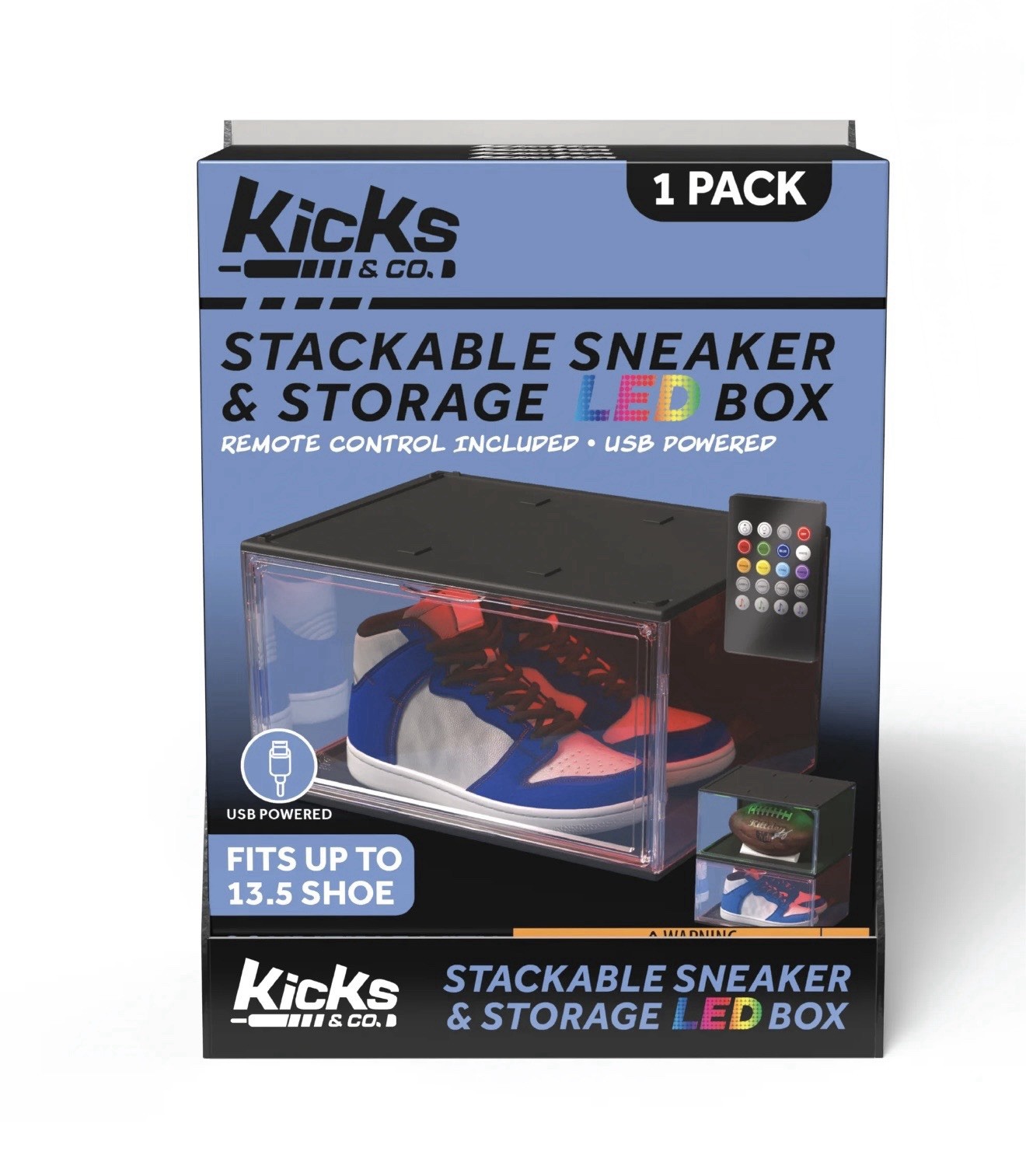 Basketball Shoe Display Case LED Stackable 1 Unit Magnetic Enclosure RGB Remote