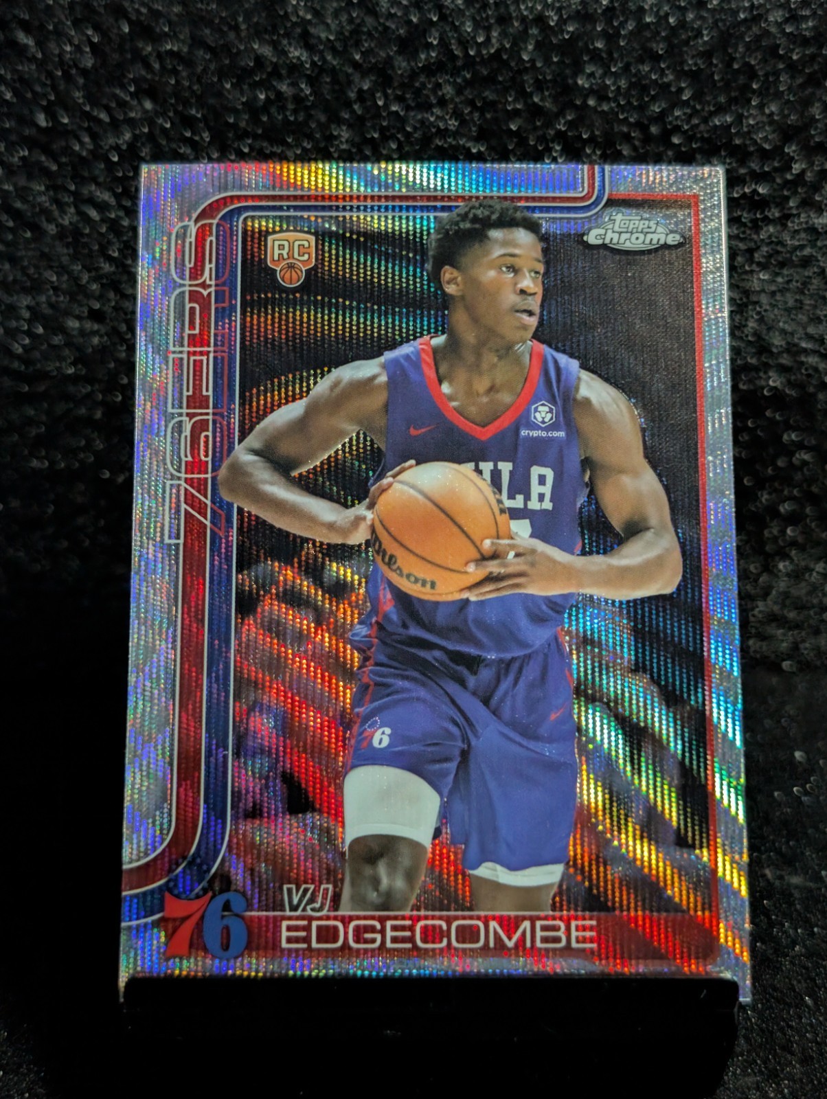 2025-26 Topps Chrome – VJ Edgecombe #253 Wave Refractor (RC)