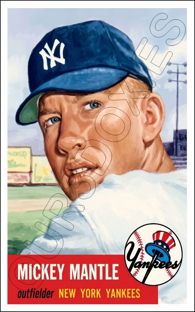 Mickey Mantle 11X17 Poster – 1953 Topps Card New York Yankees FREE SHIPPING