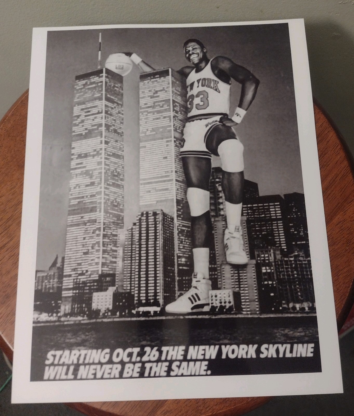 PATRICK EWING KNICKS ROOKIE OLD SCHOOL ULTRA GLOSSY 8.5×11 BASKETBALL B&W POSTER