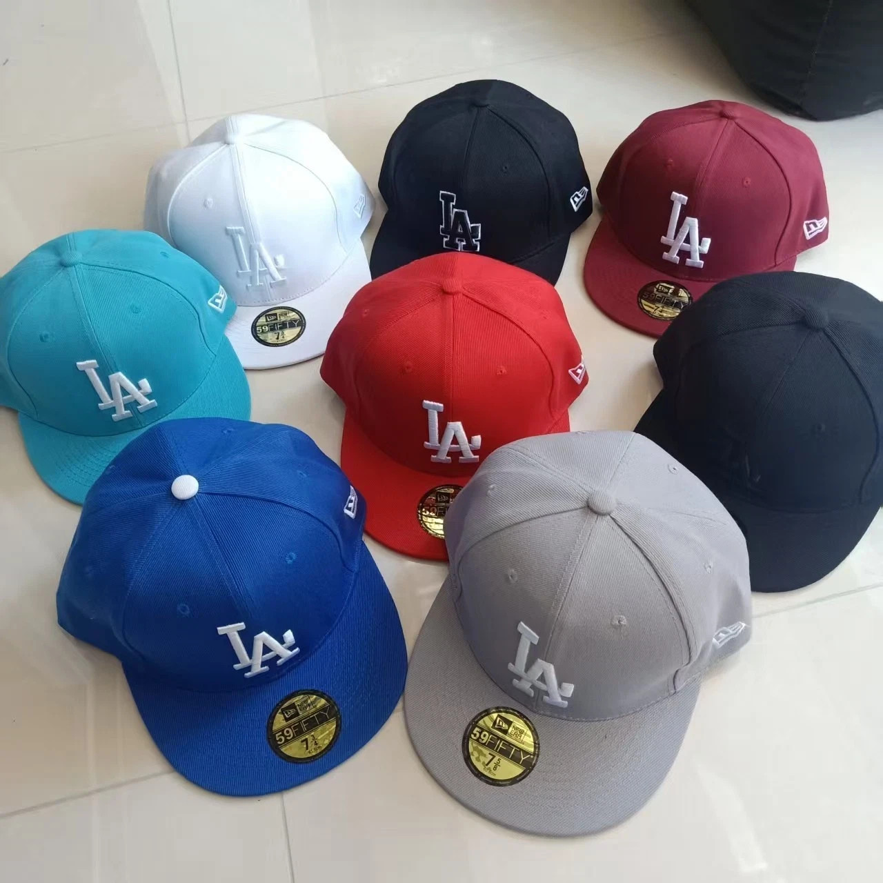 Los Angeles Dodgers Hat Fitted LA 59FIFTY Solid Color Series Basic Stitched Cap