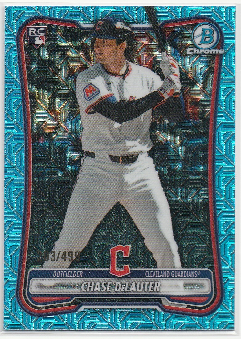 2026 Bowman Chase DeLauter RC #37 Chrome Mojo Sky Blue Refractors #/499