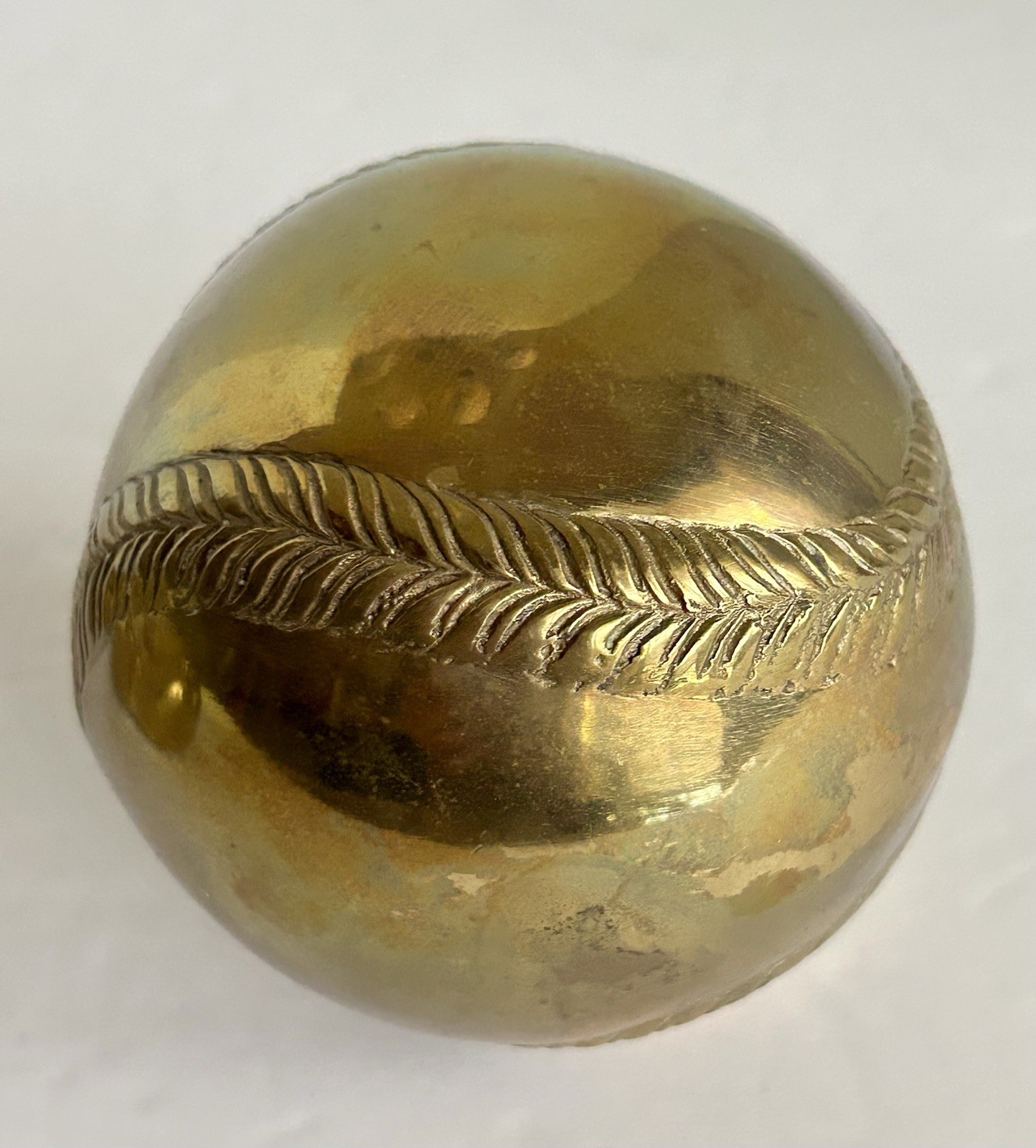 Vintage 2 Pc Brass Paperweight Baseball & Baseball Glove Made In India 4.5”x3”