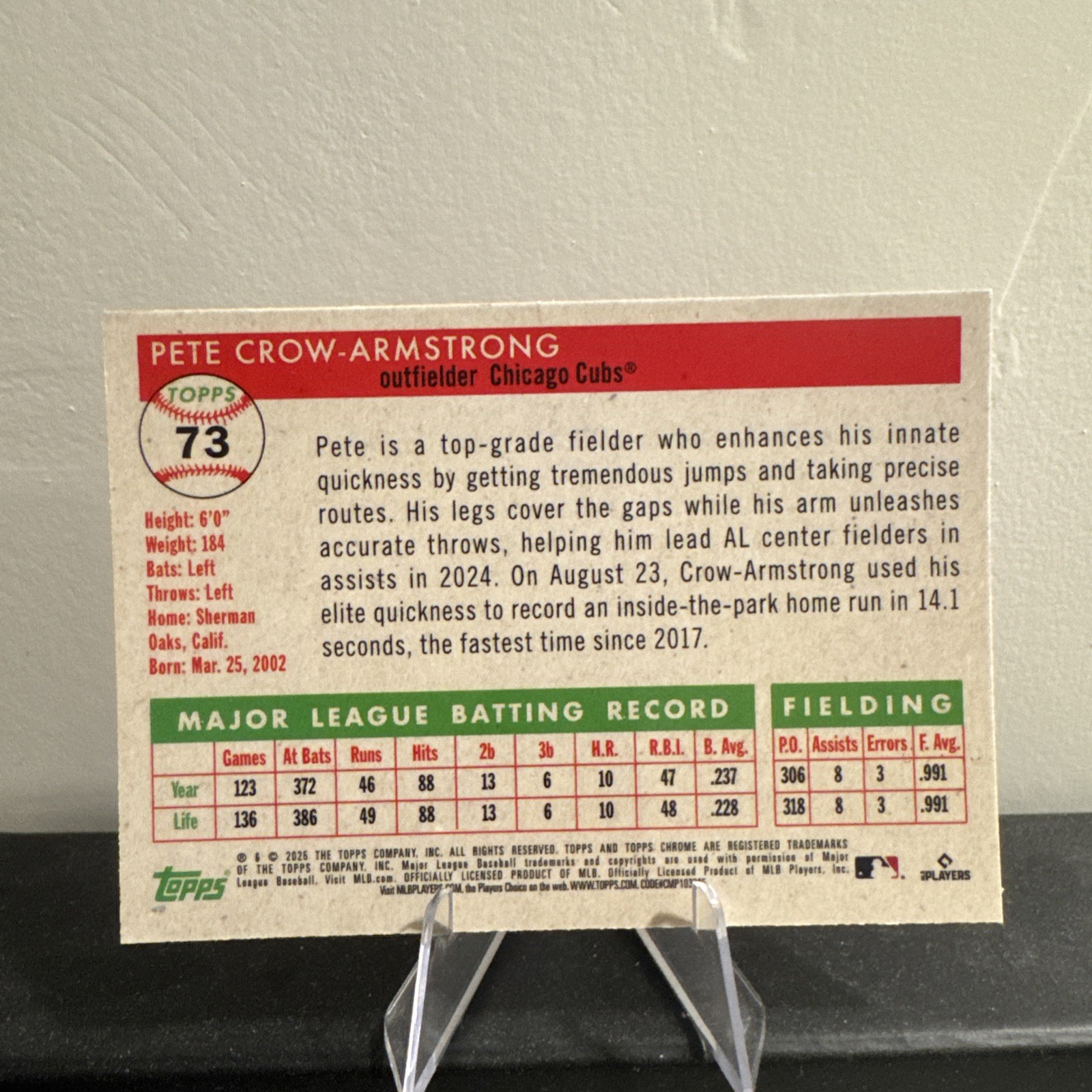 2025 Topps Chrome Platinum Pete Crow-Armstrong #73 Logofractor /499 Cubs