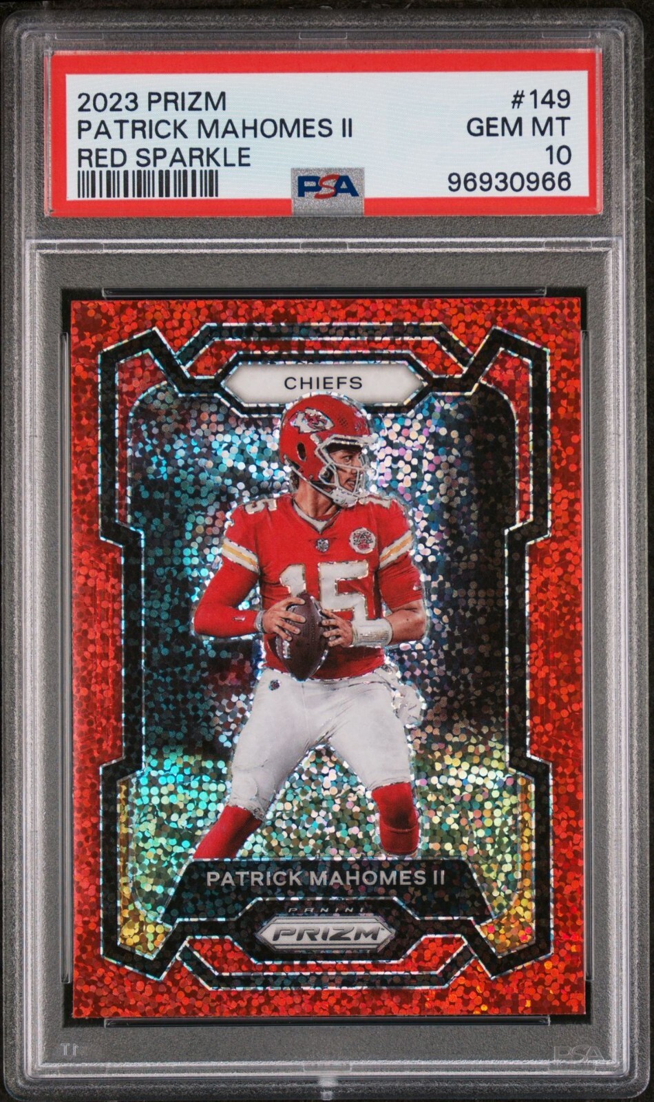 2023 Prizm Patrick Mahomes #149 Red Sparkle Chiefs Team Color Match PSA 10 🔥