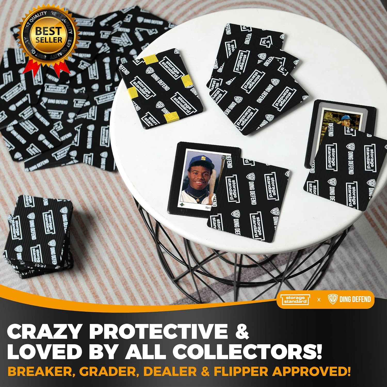 Ding Defend 110-Pack Trading Card Protector Shipping – 3.5 X 4.5 Inch Black Hobb
