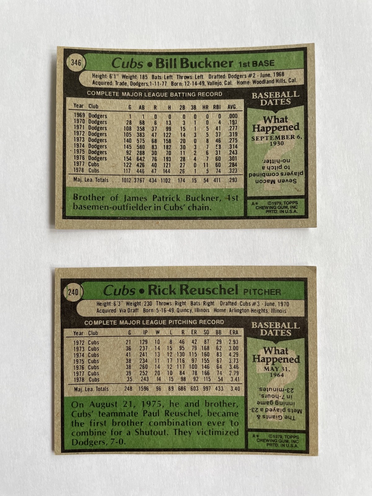 1979 Topps Cubs Team – Missing Only 4 Cards EX-MT/NM Bill Buckner Kingman