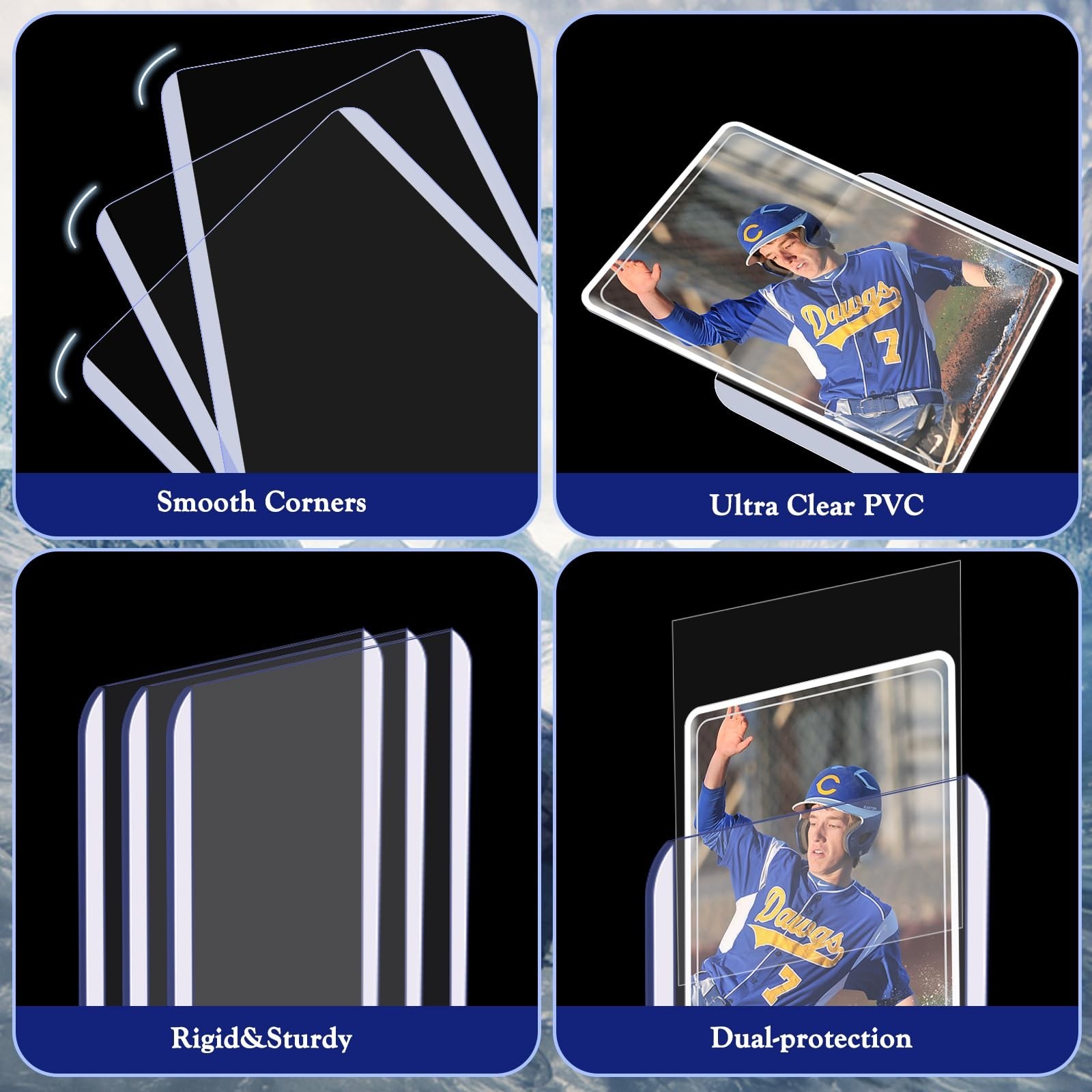 Trading Card Sleeves Hard Plastic Clear Case Holder 300 Baseball Cards Topload!!