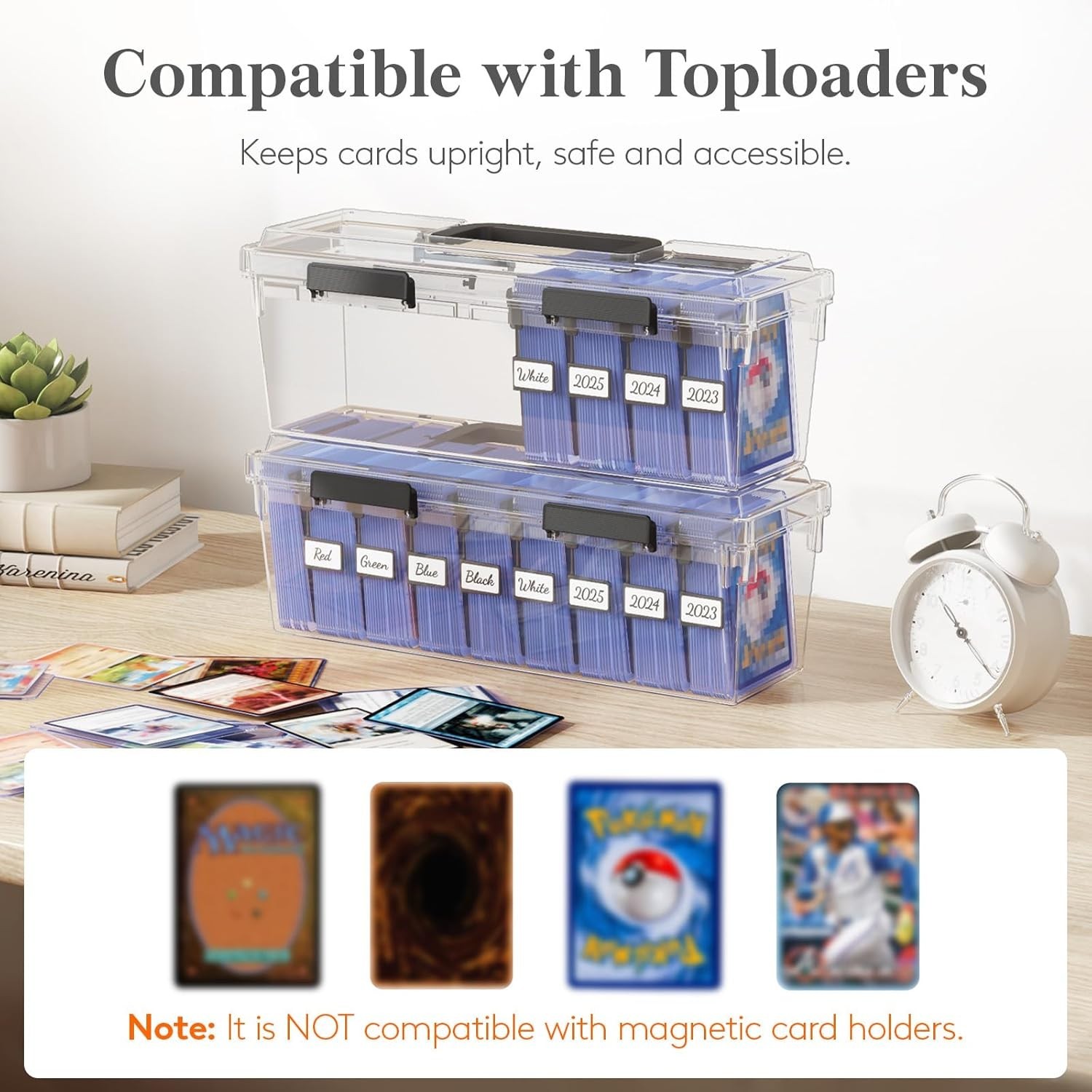 Large Capacity Card Storage Box with Adjustable Dividers for 900 Cards – 2 Pack