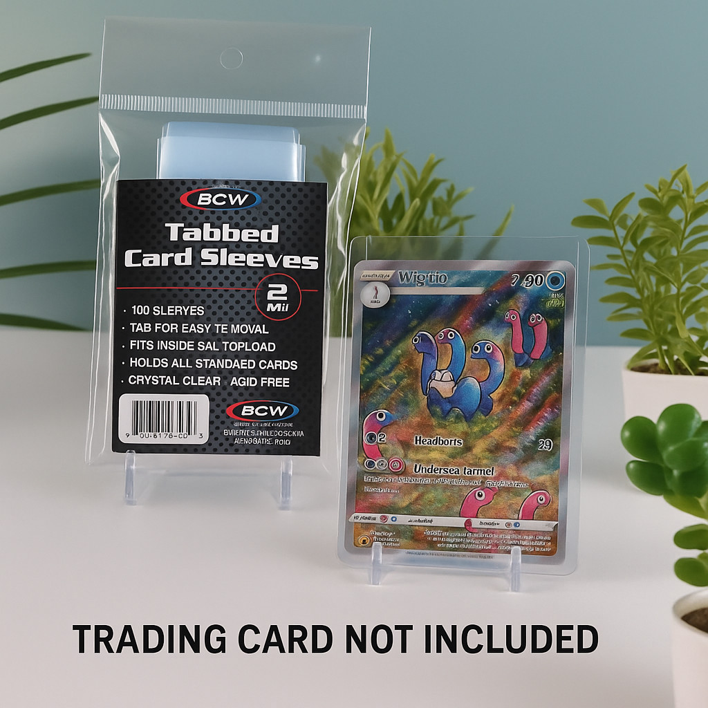 100 (1 Pack) BCW Easy Pull Tabbed Tab Soft Sleeves Trading Card Submission PSA
