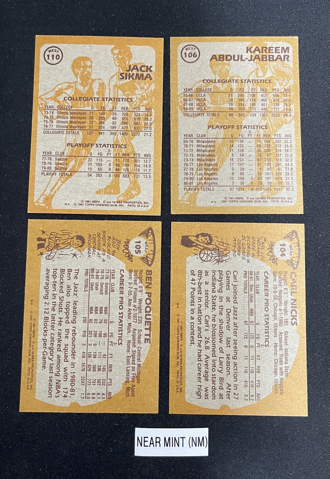 1981-82 Topps Basketball Cards (Base/W/E/MW) 1-110 (NM) – You Pick