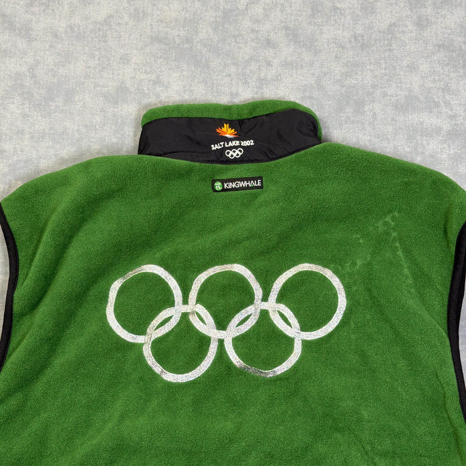 Vintage Salt Lake 2002 Olympics Jacket Mens XL Green Marker Fleece Ski Vest
