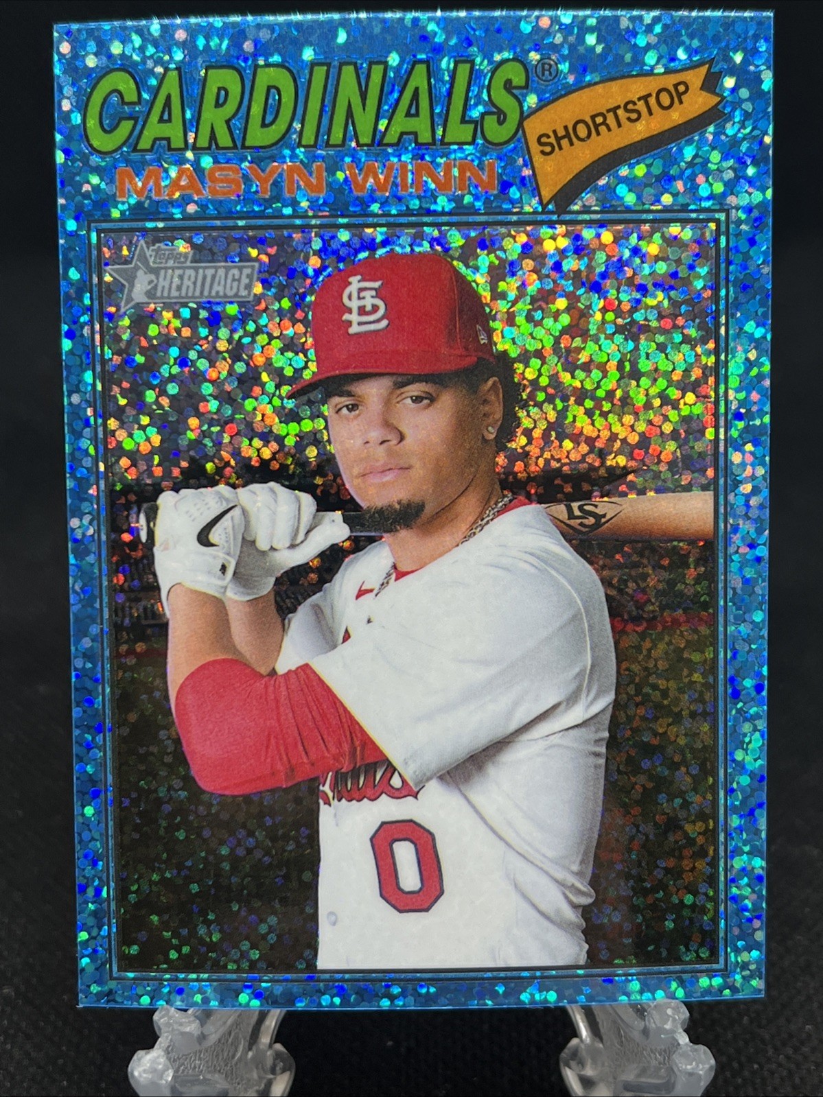 2026 Topps Heritage Chrome Light Blue Sparkle Masyn Winn #358 St Louis Cardinals