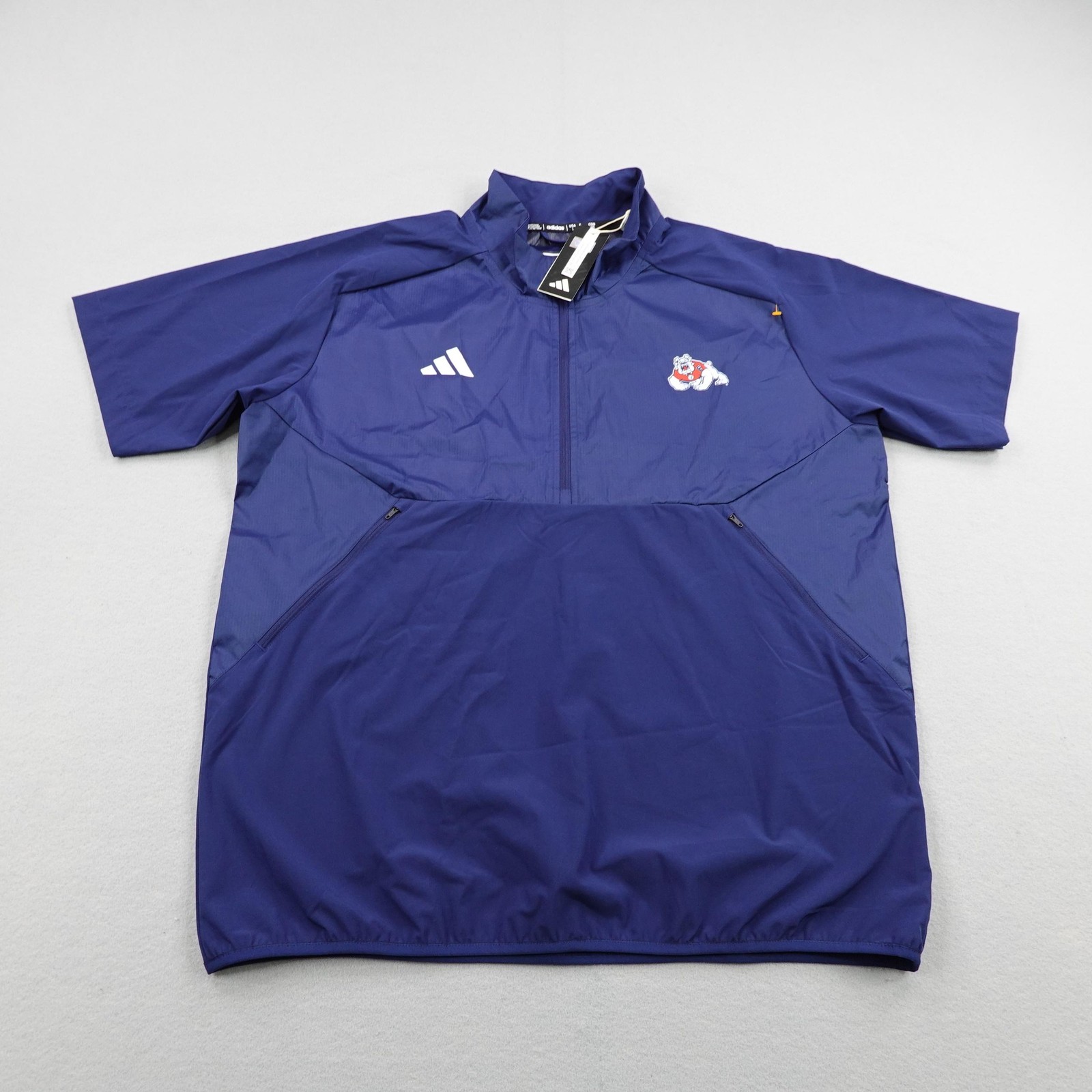 Fresno State Bulldogs Jacket Men Large Blue Adidas Sideline 1/4 Zp Windshirt NEW