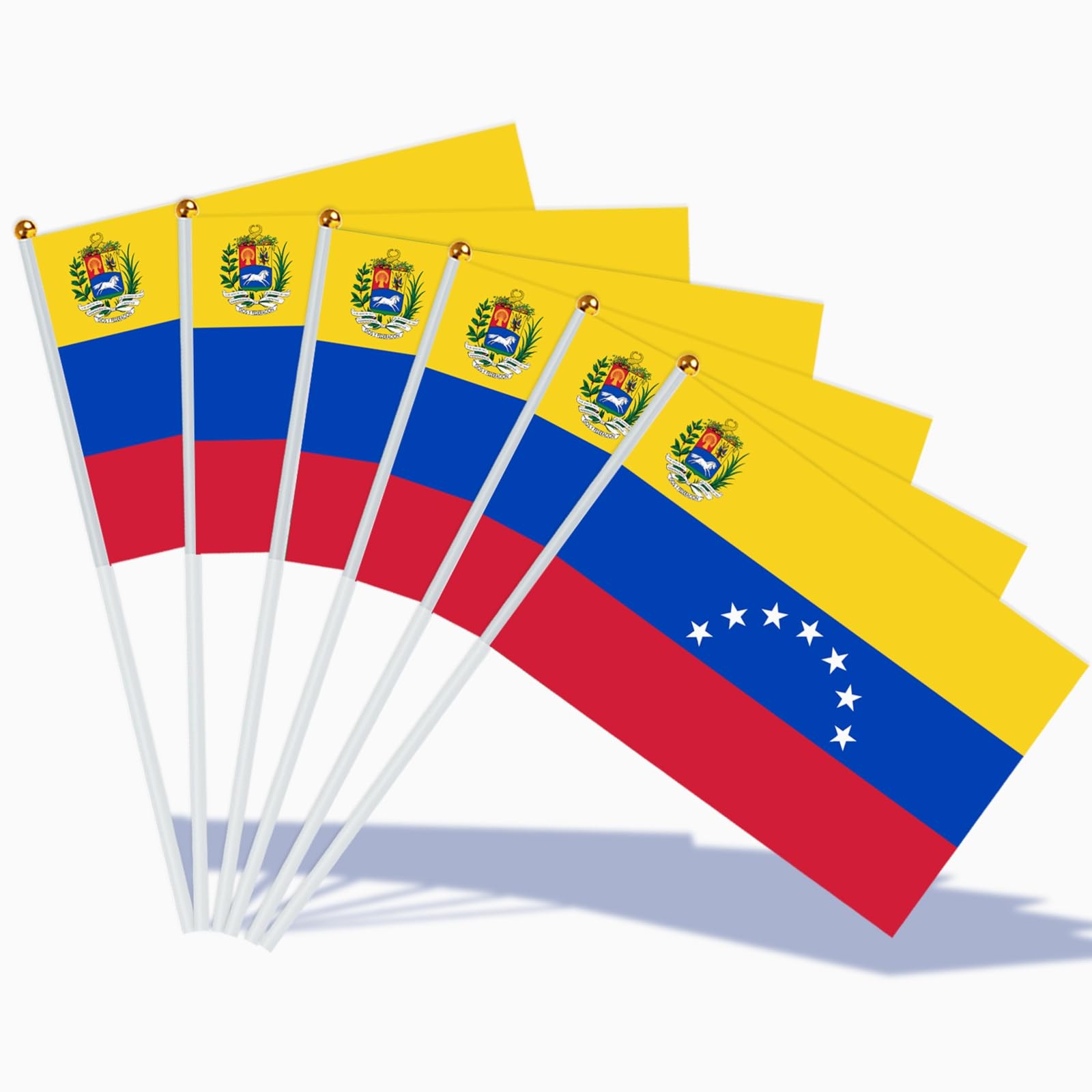 AhfuLife 30pcs Venezuela Hand Held Flags, 5.5 X 5×8 Inch-30 Pcs,