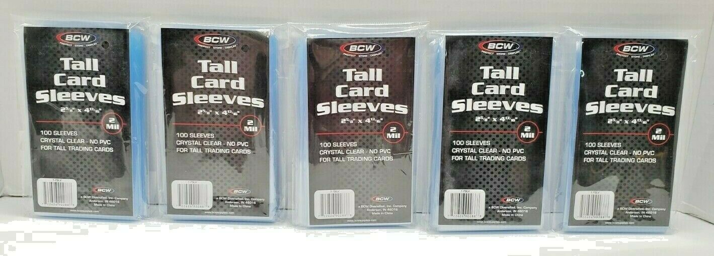 500 Pack- BCW Tall Trading Card Soft Sleeves 2-5/8 x 4-13/16 Clear Widevision