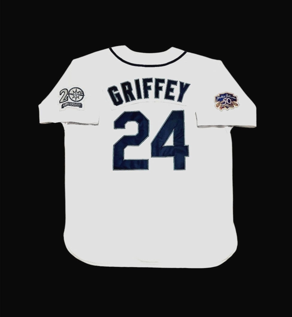 Ken Griffey Jr Seattle Mariners 1997 Men’s Home White Baseball Button-Up Jersey