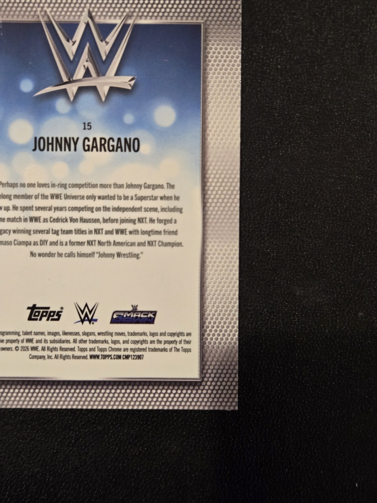 2026 Topps Chrome WWE – Johnny Gargano #15 Teal Refractor /299