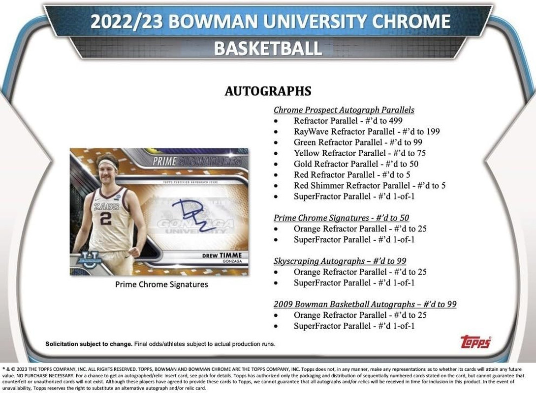 2022 2023 Topps Bowman University Chrome Basketball Series Unopened Factory Seal