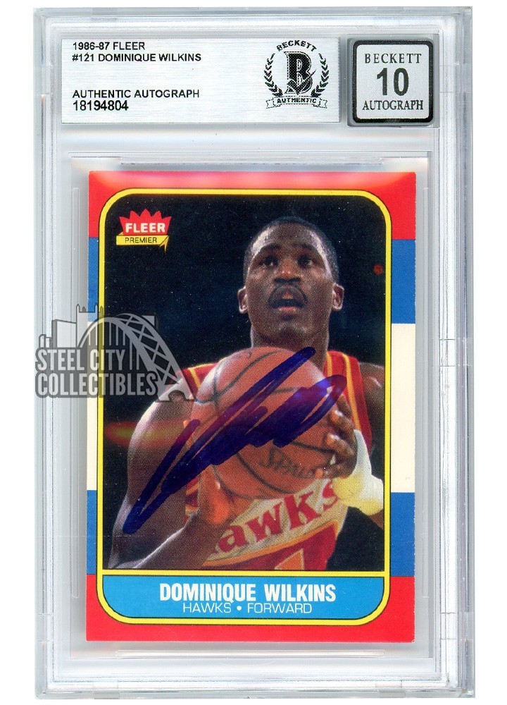 Dominique Wilkins 1986-87 Fleer Autograph Rookie Card #121 BAS 10