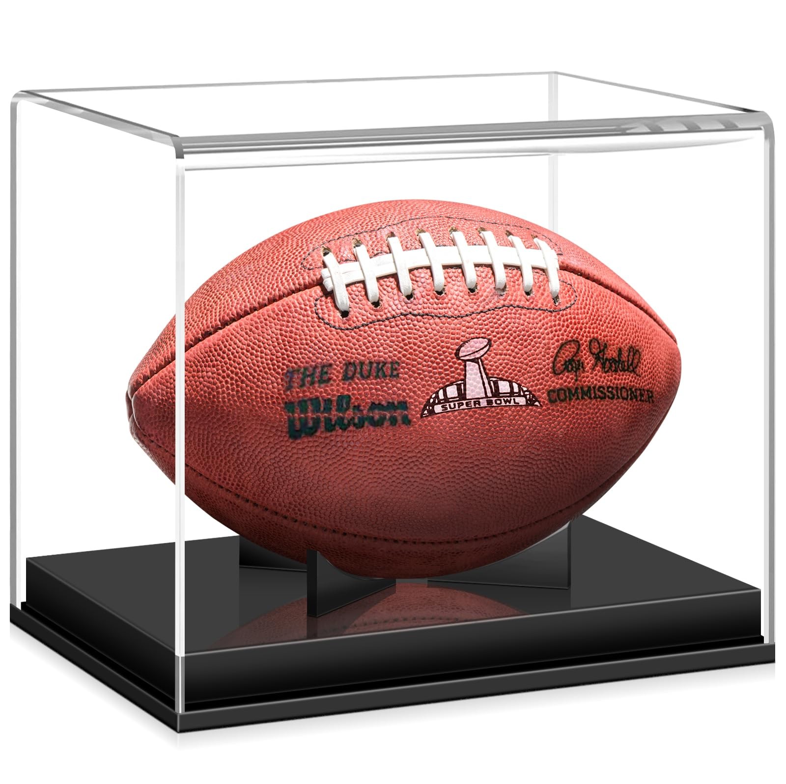 Acrylic Football Display Case with Stand – Autographed Ball Holder, No Assembly