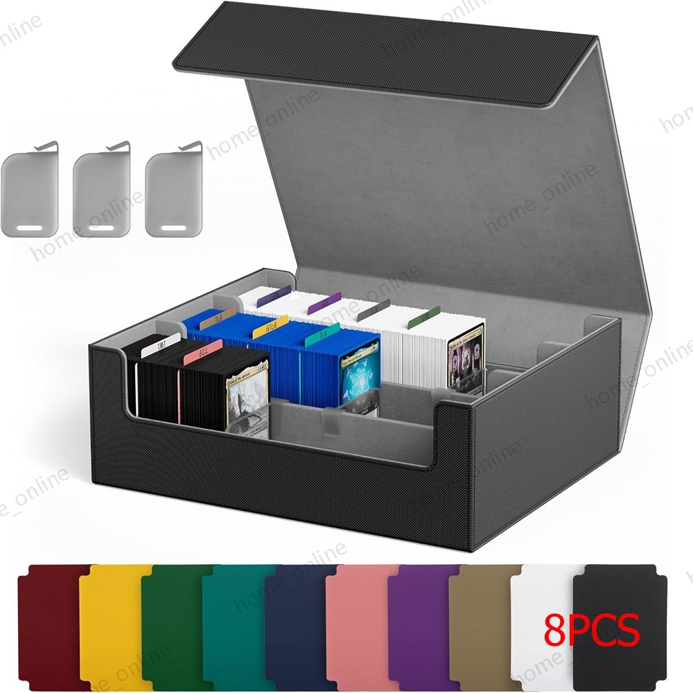 Trading Card Storage Box, Holds 1800 Sleeved Cards with 8 Dividers & 3 Stoppers