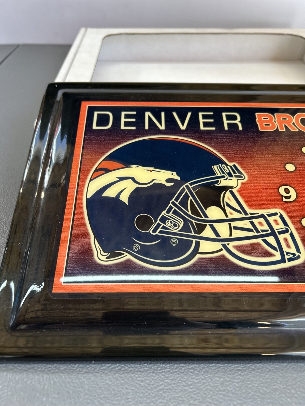 VINTAGE Denver Broncos Rectangular 13×9 Wall Hanging Clock Working