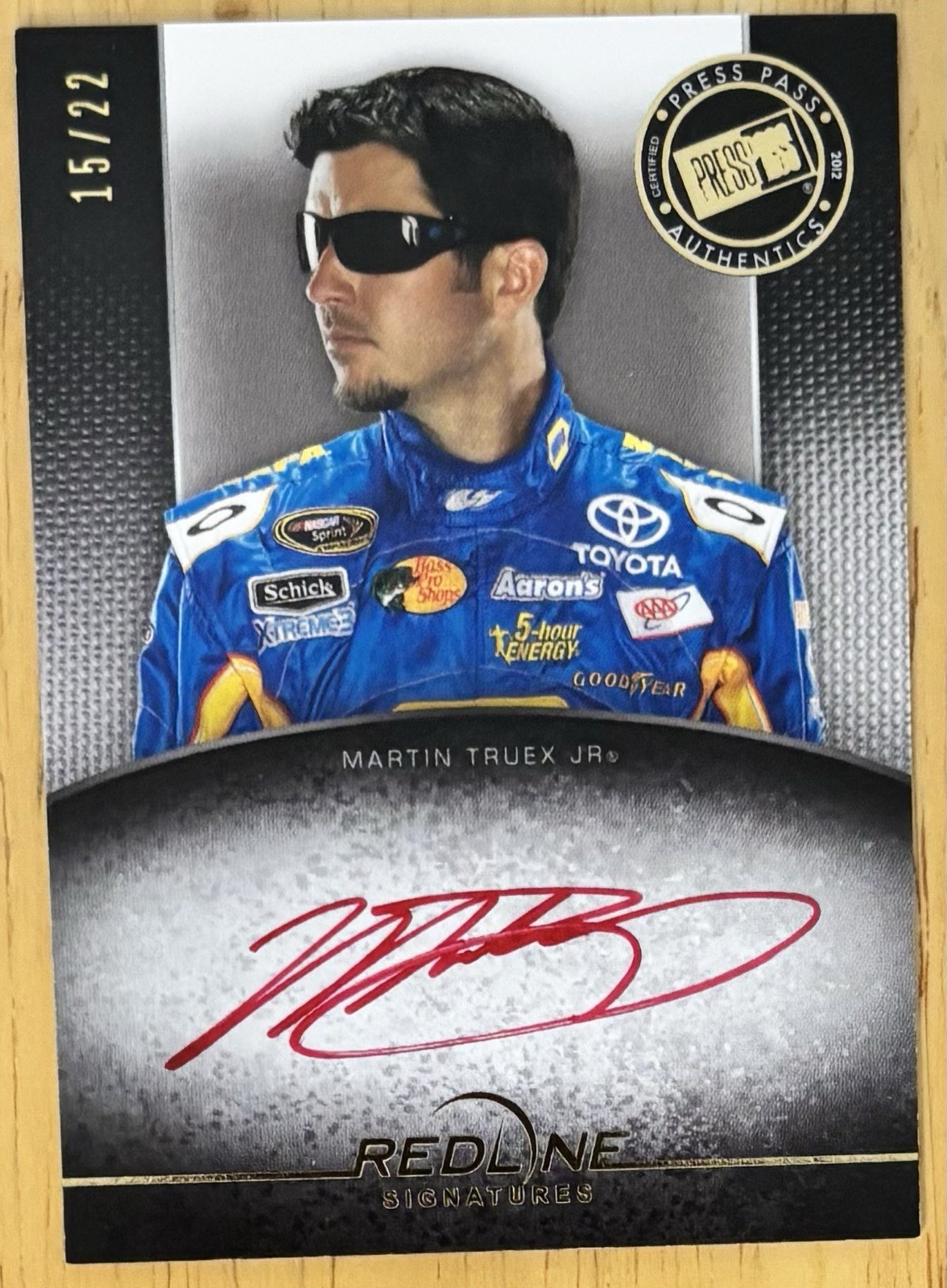 2012 Press Pass Redline Signatures Martin Truex Jr. Autograph On Card Auto /22