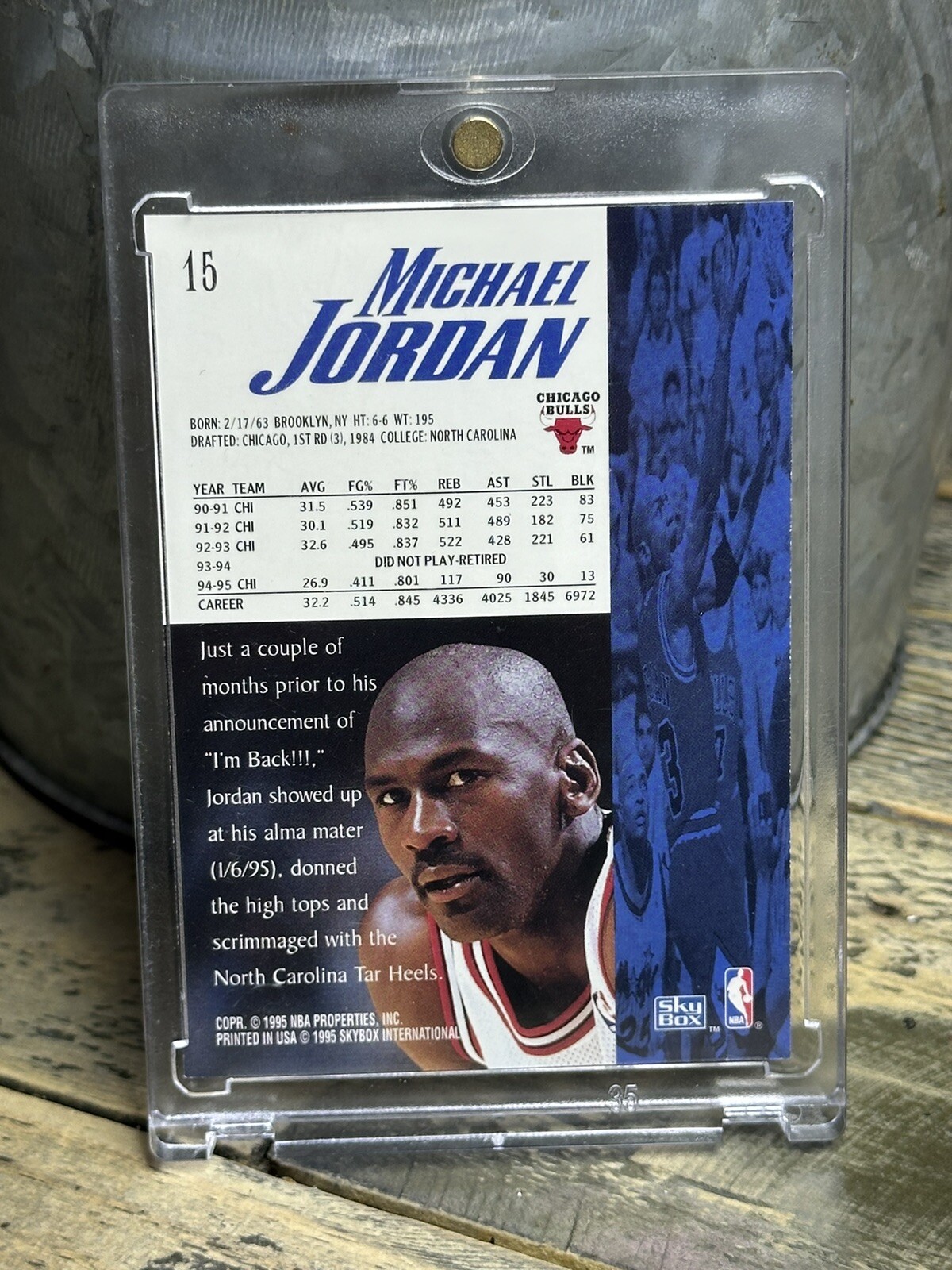 Michael Jordan Card AUTHENTIC GOLD BLUE HOLO FOIL SP AUTHENTIC BULLS JERSEY #23