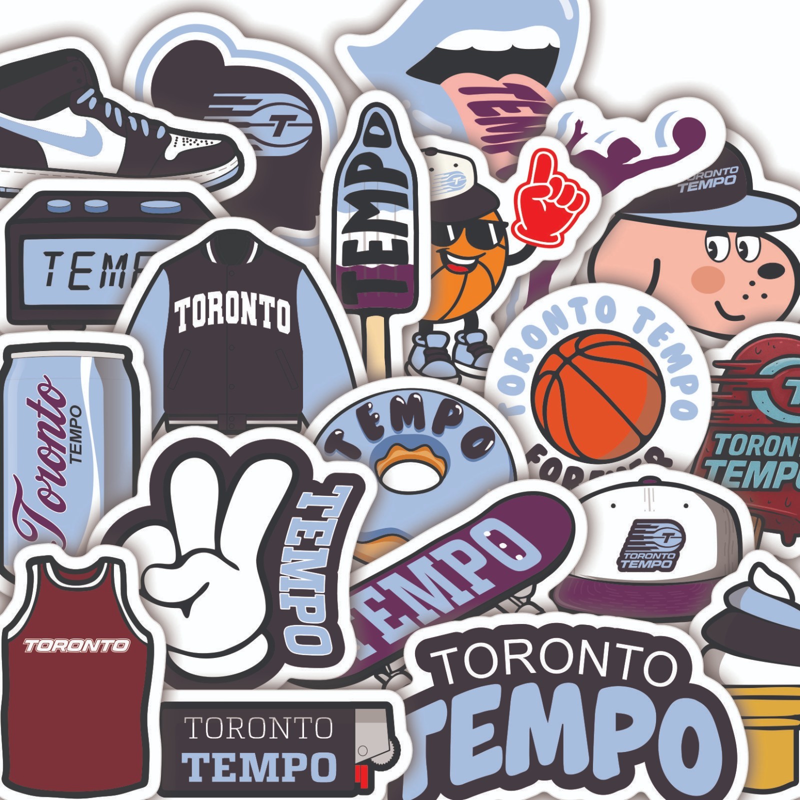 Toronto Tempo Sticker Pack 20 Basketball Illustration WNBA Glossy Vinyl Decals