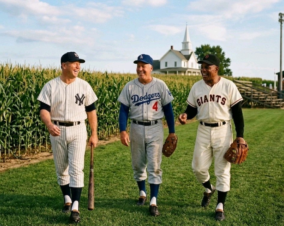 🔥 Mickey Mantle * Duke Snider * Willie Mays 8×10 Photo In “The Field Of Dreams”