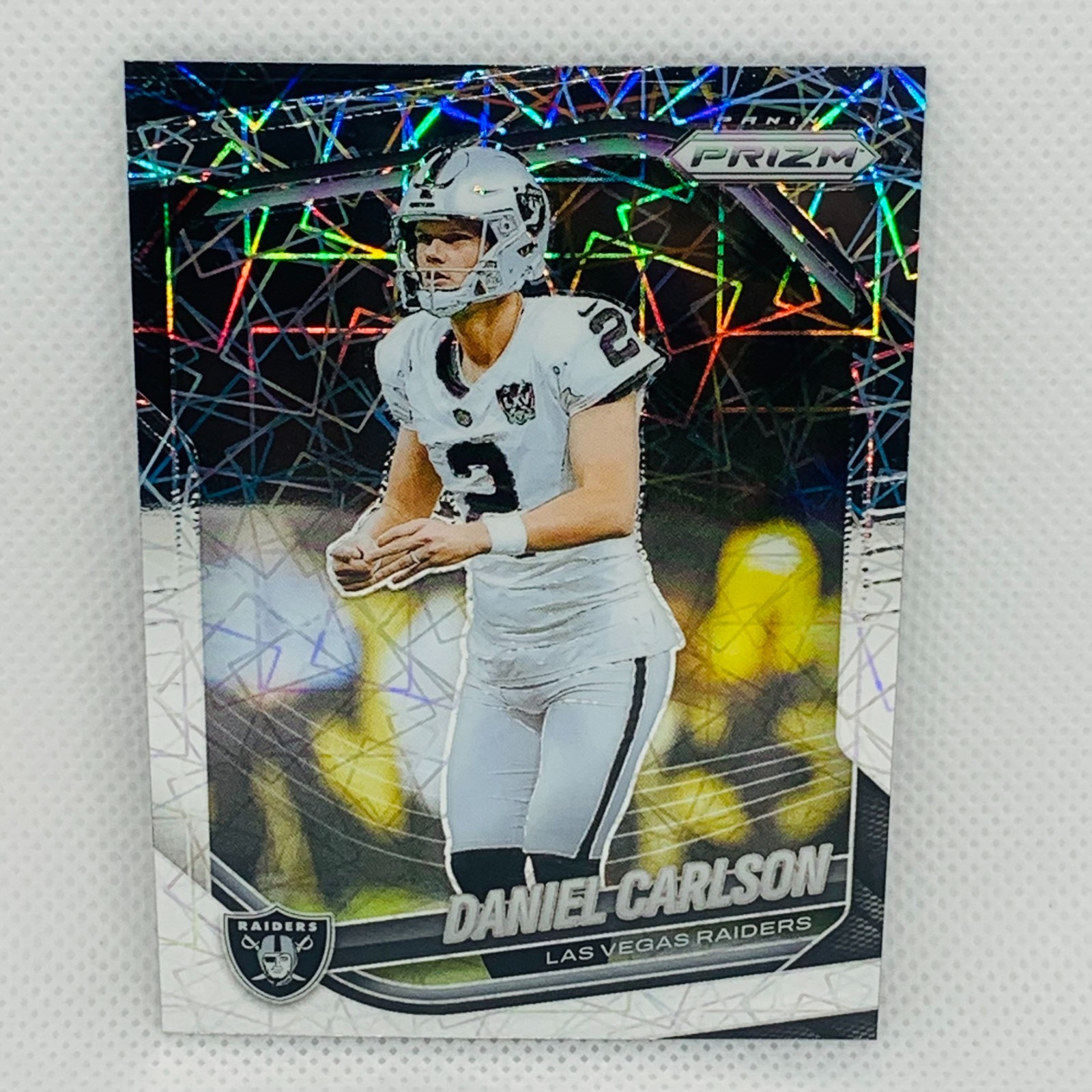 2025 Panini Prizm Football Daniel Carlson Silver Lazer Prizm – Raiders