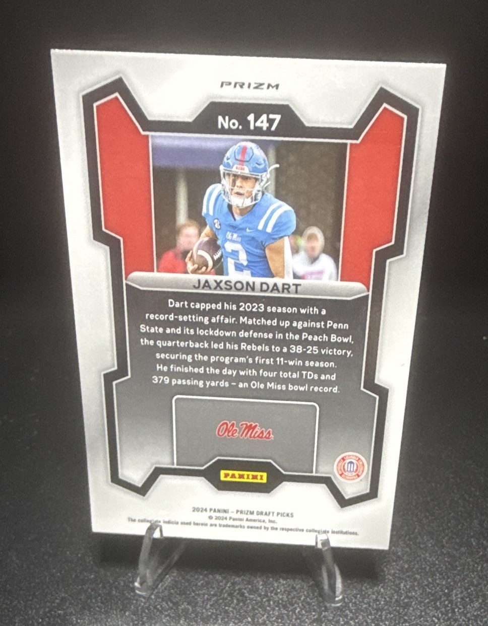 Panini 2024 Prizm Draft Picks Red Ice Prizm Jaxson Dart RC #147