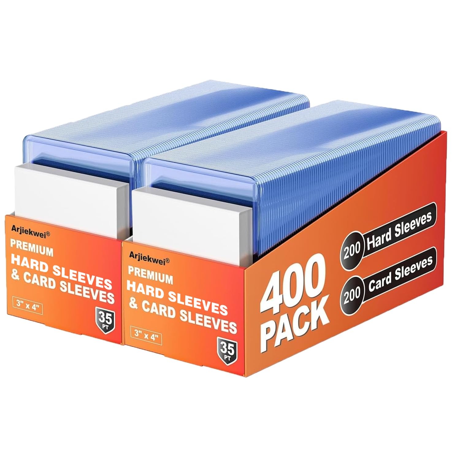 400 Card Sleeves Hard Plastic, 3″X4″ Baseball Cards Protectors Plastic, Premium