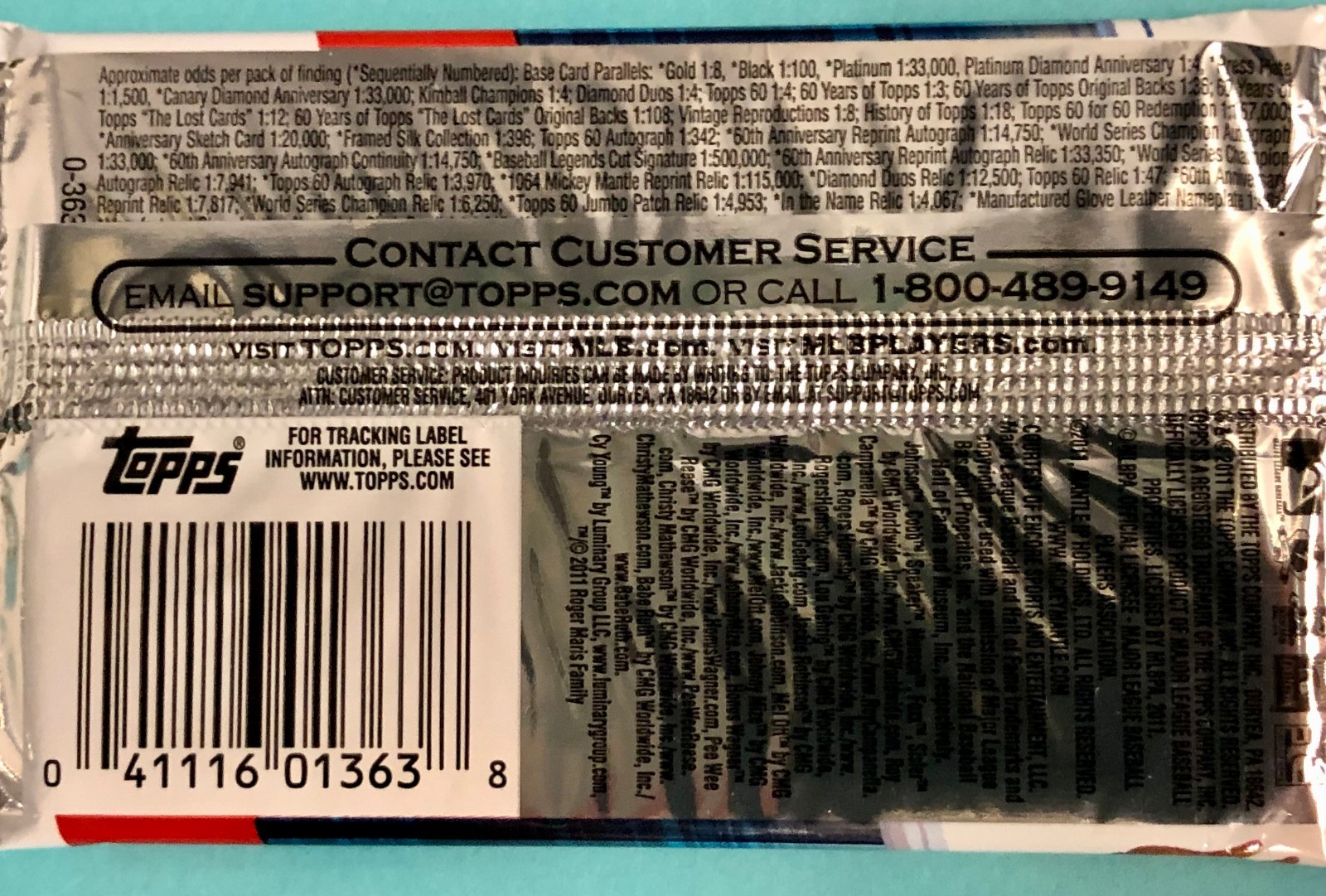 2011 Topps Baseball Series 1 ONE ~ 10 Cards ~ Sealed Pack ~ 60 Year Anniversary