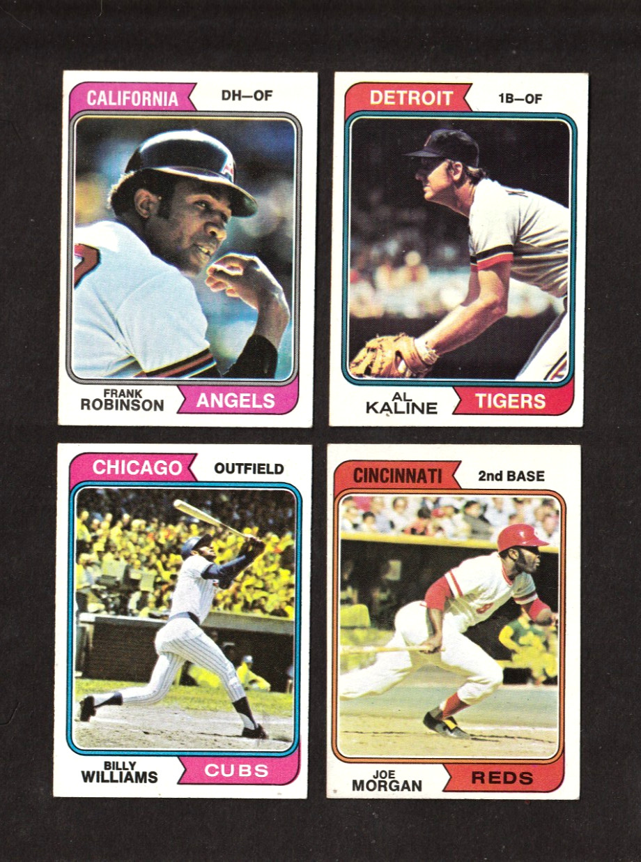1974 Topps Lot Of 4 HOF’ers Al Kaline,Frank Robinson;Billy Williams,Joe Morgan