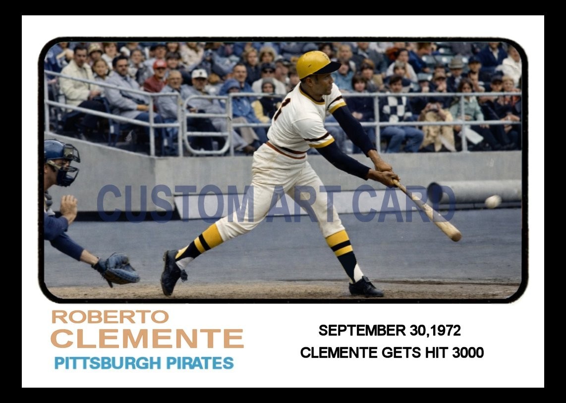 Roberto Clemente Pittsburgh Pirates 3000 Hit Baseball Art Card