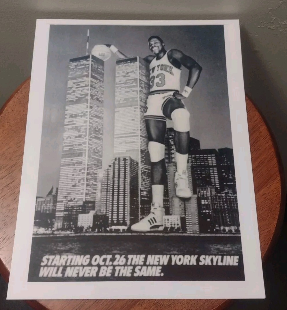 PATRICK EWING KNICKS ROOKIE OLD SCHOOL ULTRA GLOSSY 8.5×11 BASKETBALL B&W POSTER