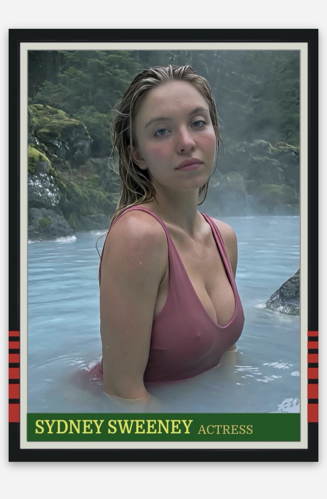 Sydney Sweeney Custom Trading Card Swimming Bikini