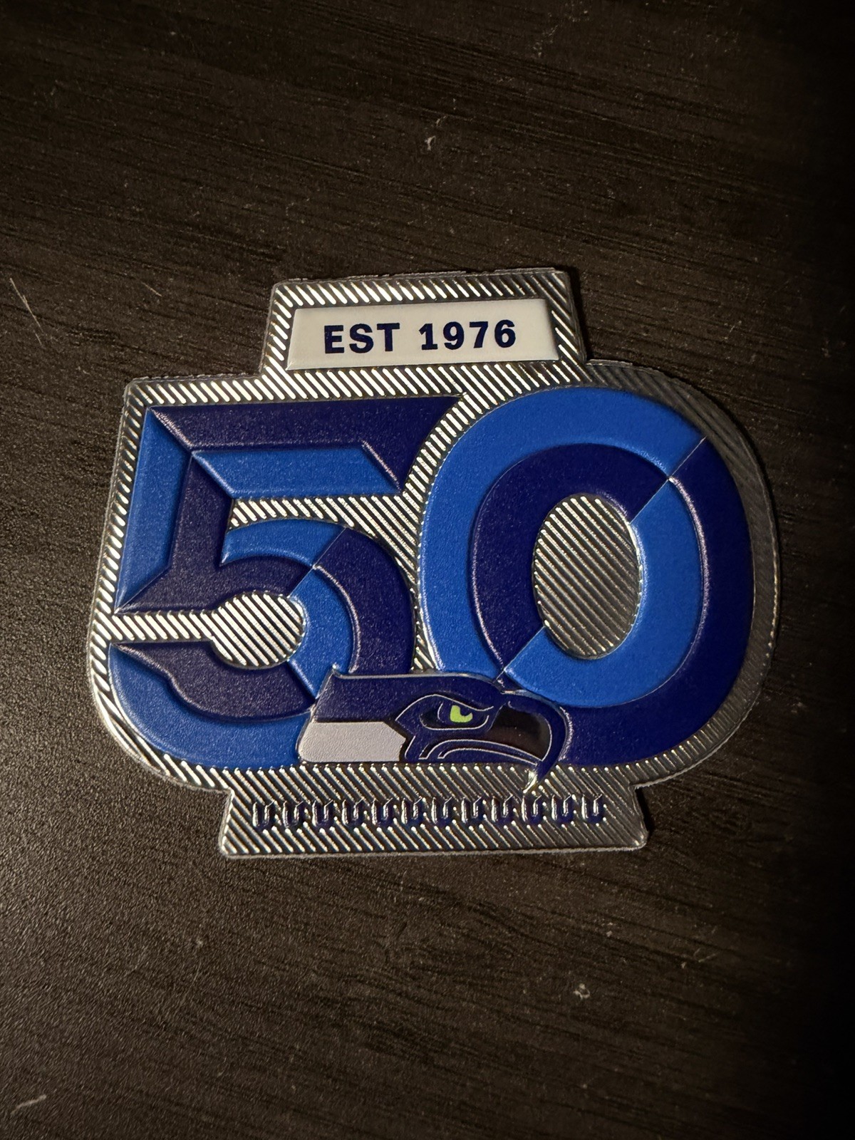 Seattle Seahawks 50th Anniversary Plastic Patch Iron-On/Sew-On