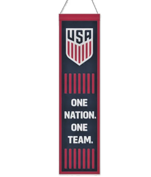 USA SOCCER TEAM WORLD CUP EMBROIDERED WOOL BANNER 8″X32″ W/ HANG ROPE WINCRAFT