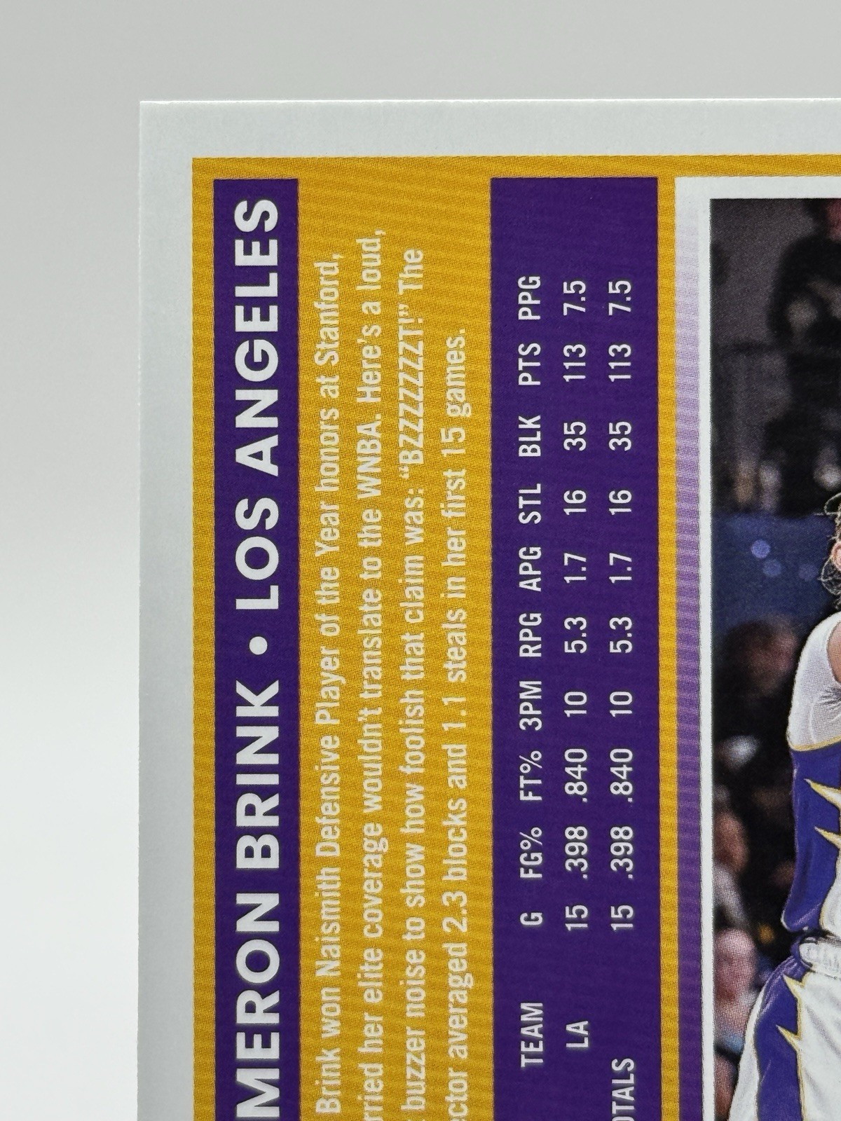 💛 2025 WNBA Panini Donruss – Cameron Brink #2 LA Sparks